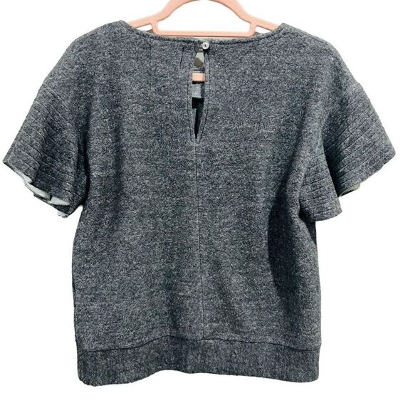 McGuire Bella Tee Blouse Liberty Gray Ruffled Short Sleeve Top Size Small - Picture 4 of 9